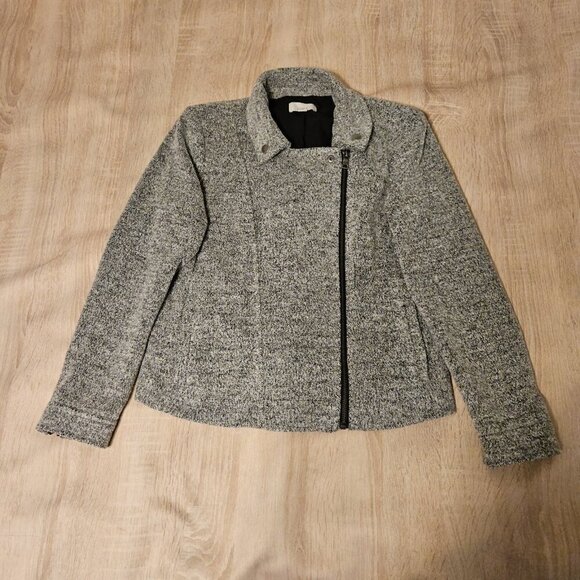 Ann Taylor Loft Peites Size S Gray Moto Zip Short Jacket Lined Office - Picture 2 of 8